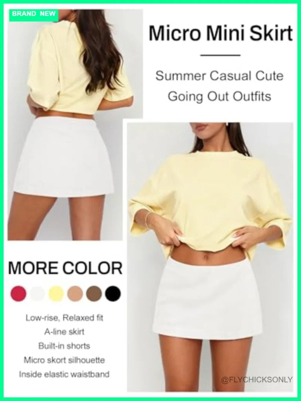Womens Low Rise Skorts Micro Mini Skirt with Shorts Summer Going Out Vacation